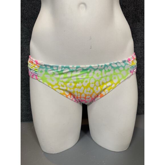 Retired Victoria’s Secret Multicolor Cheetah Print Bikini Bottoms Size Medium - Picture 1 of 6